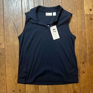 Women’s navy blue sleeveless collared top petite large